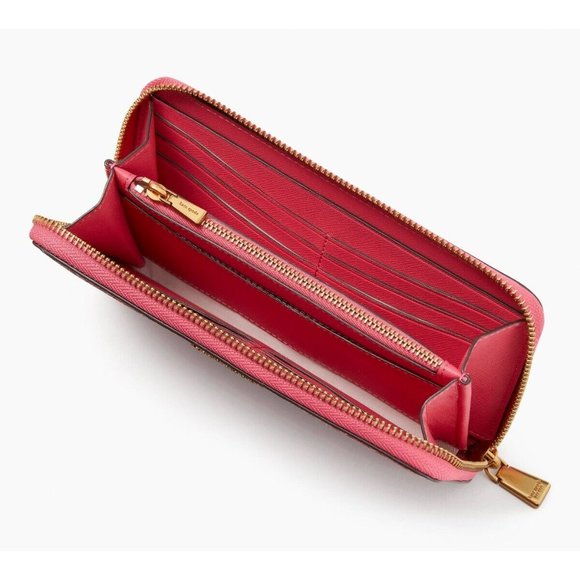 New Kate Spade Spade Flower Monogram Zip Around Continental Wallet Raspberry - Picture 3 of 3